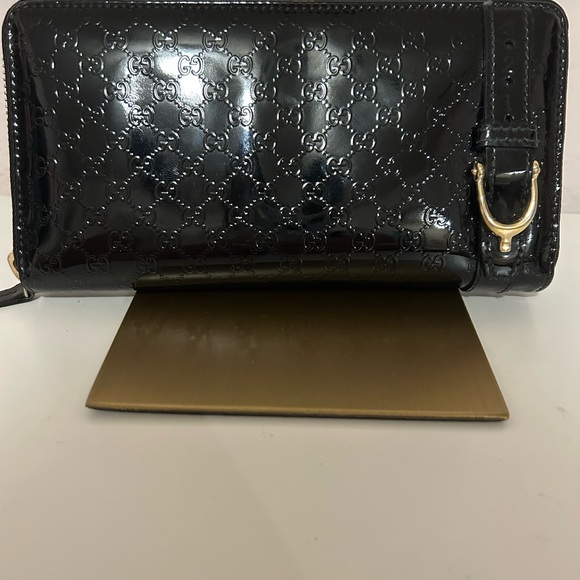 Microssima Gucci Black Patent Leather Wallet - Picture 1 of 12